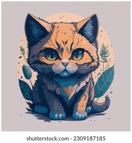 baby cat vector illustration image