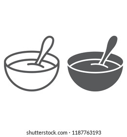 Baby cereal line and glyph icon, food and eat, dish sign, vector graphics, a linear pattern on a white background, eps 10.