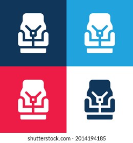 Baby Chair blue and red four color minimal icon set