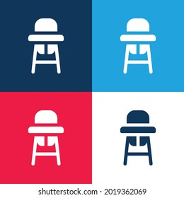 Baby Chair blue and red four color minimal icon set