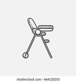 Baby chair for feeding sketch icon for web, mobile and infographics. Hand drawn vector isolated icon.