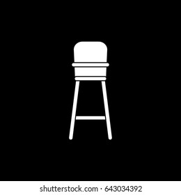 Baby Chair Flat Icon On Black Background
