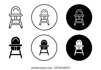 Baby chair icon. child carrier armchair toy symbol set. Toddler or kid sitter buggy stroller vector sign. baby seat stool or pushchair line logo. baby seat chair stroller icon