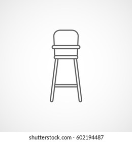 Baby Chair Line Icon On White Background