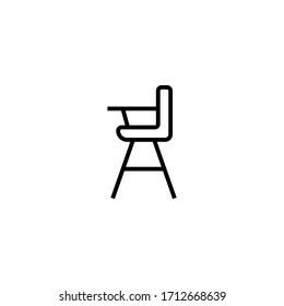 Baby chair vector icon in linear, outline icon isolated on white background