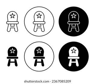 Icono vector de la silla del bebé conjunto en color negro. Adecuado para aplicaciones y diseños de interfaz de usuario de sitios web