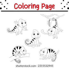 baby chameleon cartoon coloring page for kids