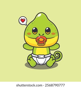 Baby chameleon cartoon vector illustration. Vector cartoon Illustration suitable for poster, brochure, web, mascot, sticker, logo and icon.