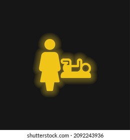 Baby Change yellow glowing neon icon