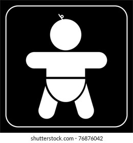 Baby changing diapers flat icon sign.
