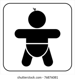 Baby changing diapers flat icon sign. Isolated on white, vector
