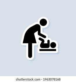 Baby changing facilities sticker. Toilet room for mothers with kids. Mother and child icon. Baby changing room sign. Vector on isolated background. EPS 10.