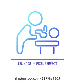 Baby changing room pixel perfect gradient linear vector icon. Diaper table in public restroom. Little children parents. Thin line color symbol. Modern style pictogram. Vector isolated outline drawing