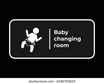 Baby Changing Room sign age white shadow silhouette vector illustration isolated on square rectangle background. Simple flat cartoon styled drawing.