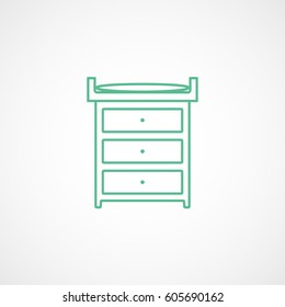 Baby Changing Table Green Line Icon On White Background