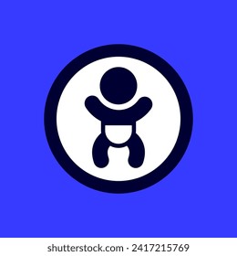 Baby changing table here, wc icon in a simple style, toilet vector pictogram.