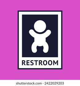 Babywechseltisch hier, wc Symbol in einem einfachen Stil, WC-Vektorpiktogramm.