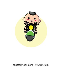 Baby character design is riding a motorbike