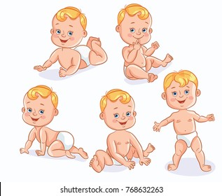 Baby Characters Different Activity Girl Boy Stock Vector (Royalty Free ...