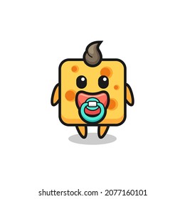 baby cheese cartoon character with milk bottle , cute style design for t shirt, sticker, logo element