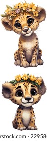 Baby Cheetah Clipart, einzelne Vektorgrafik.