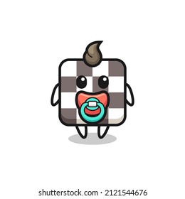 baby chess board cartoon character with pacifier , cute style design for t shirt, sticker, logo element