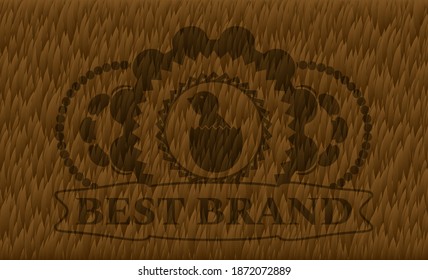 baby chick coming out of the egg icon and Best brand text Brown fur realistic emblem. Pet delicate background. Illustration. 