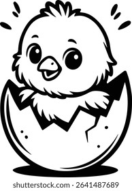 Baby Chick Hatching From Egg Design on transparent background