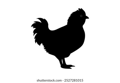 Baby Chick Silhouette Clipart, Silkie Chicken Black Vector