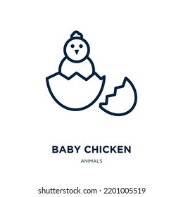 Baby Chicken Icon From Animals Collection. Thin Linear Baby Chicken, Animal, Chicken Outline Icon Isolated On White Background. Line Vector Baby Chicken Sign, Symbol For Web And Mobile