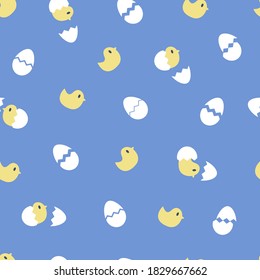 Colocación de pollitos bebés a partir de un patrón gráfico de vectores de huevo sin brillo para el fondo y el diseño de ropa