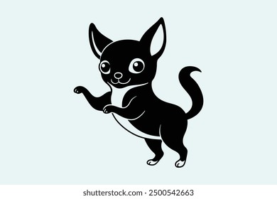 baby chihuahua dog dancing silhouette vector illustration.