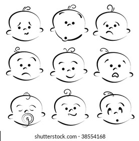 baby child face icons