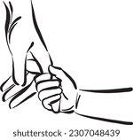 baby child holding parent hand tender love parenthood concept vector illustration