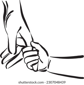 baby child holding parent hand tender love parenthood concept vector illustration, vector de stoc