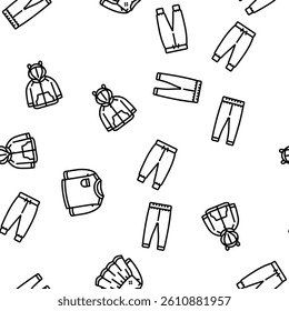 baby child infant fashion cloth vector seamless pattern thin line illustration