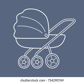 Baby child pram stroller line icon