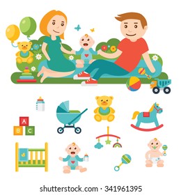 Baby and child related icons ,illustrations eps 10, no transparencies