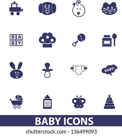 baby, child, toys icons set, vector