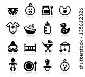Baby, childhood vector icons set isolated on white