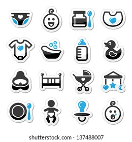 Baby , childhood vector icons set isolated on white 