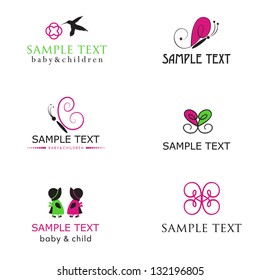 Baby and children icons in bright colors