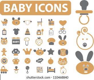 baby & children icons set, vector