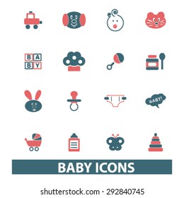 baby, children isolated vector icons