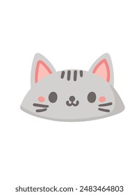 Baby children warm hat with animal inspired cute cat vector illustration isolated on white background