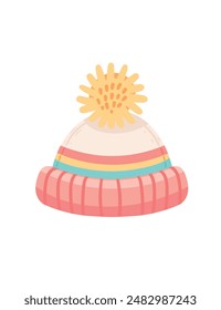 Sombrero caliente de los niños del bebé con la Ilustración vectorial de rayas aislada en el fondo blanco