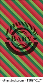 Baby christmas badge background. Vector Illustration. Detailed.