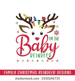 O design de renas de Natal do bebê, O design da família de renas de Natal