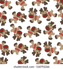 baby Christmas seamless background. Deer in cartoon style on a white background. Baby vector illustration