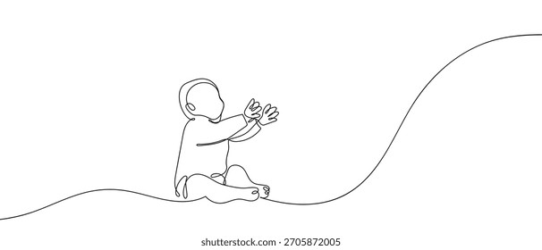 Baby klatscht in einer durchgehenden Linie. einzeilige Vektorgrafik.